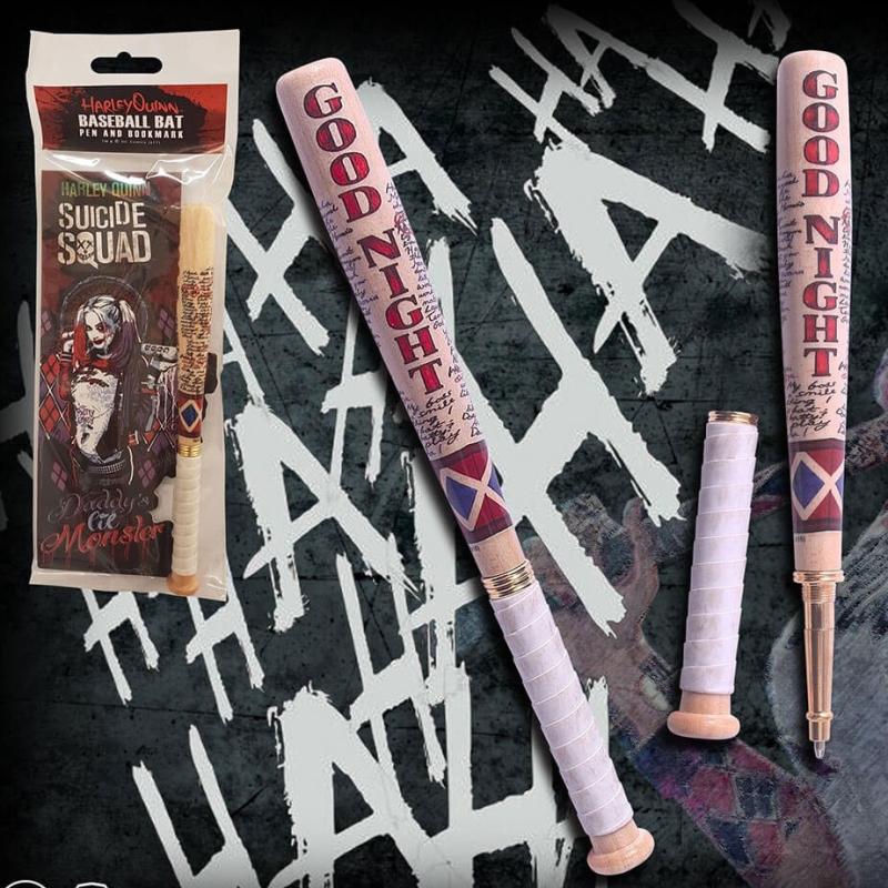 noble-collectibles-harley-quinn-baseball-bat-pen-bookmark-set-nc4-012