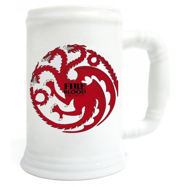 House Targaryen Fire And Blood White Ceramic Stein